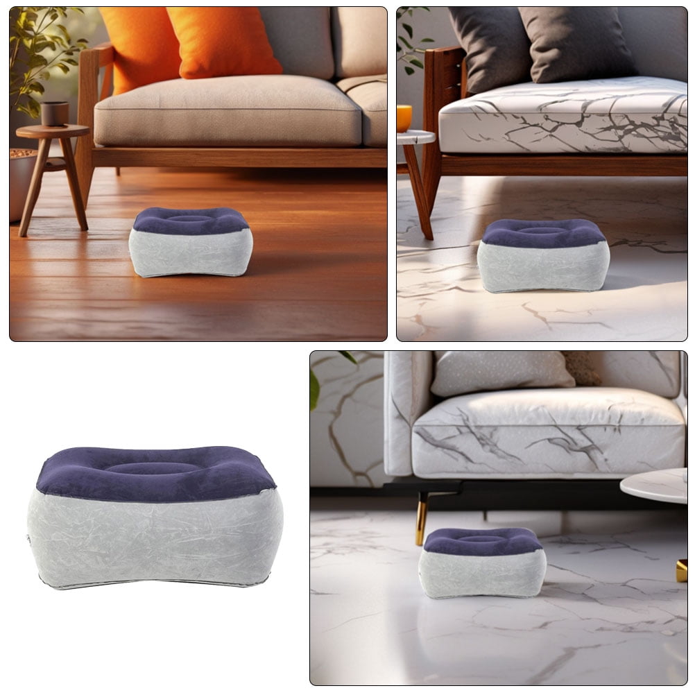 2pcs Inflatable Travel Foot Rest Adjustable Flocking Pillow Portable Soft Leg Cushion for Office Desk Car Chair Airplane