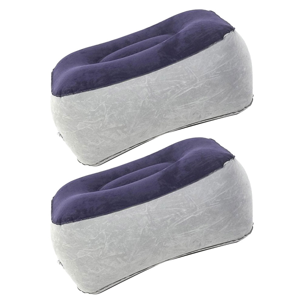2pcs Inflatable Travel Foot Rest Adjustable Flocking Pillow Portable Soft Leg Cushion for Office Desk Car Chair Airplane