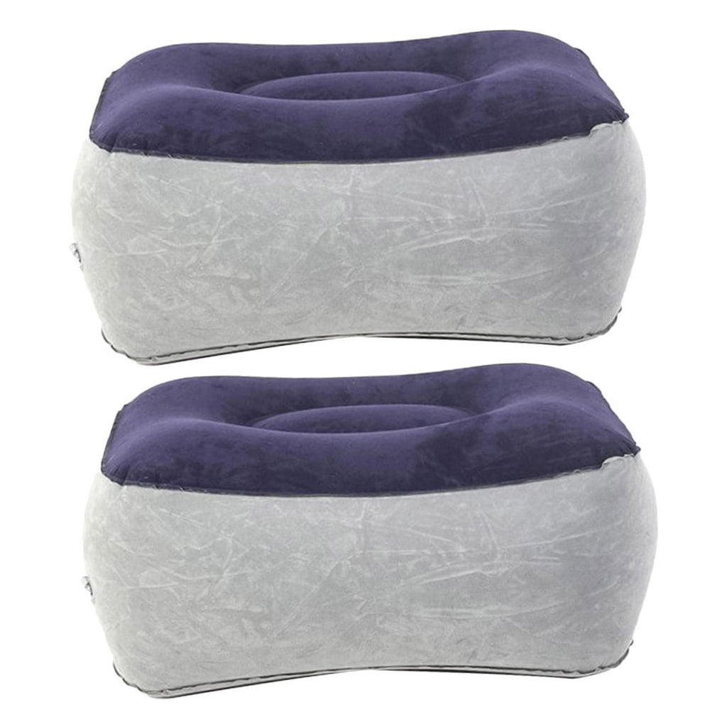 2pcs Inflatable Travel Foot Rest Adjustable Flocking Pillow Portable Soft Leg Cushion for Office Desk Car Chair Airplane