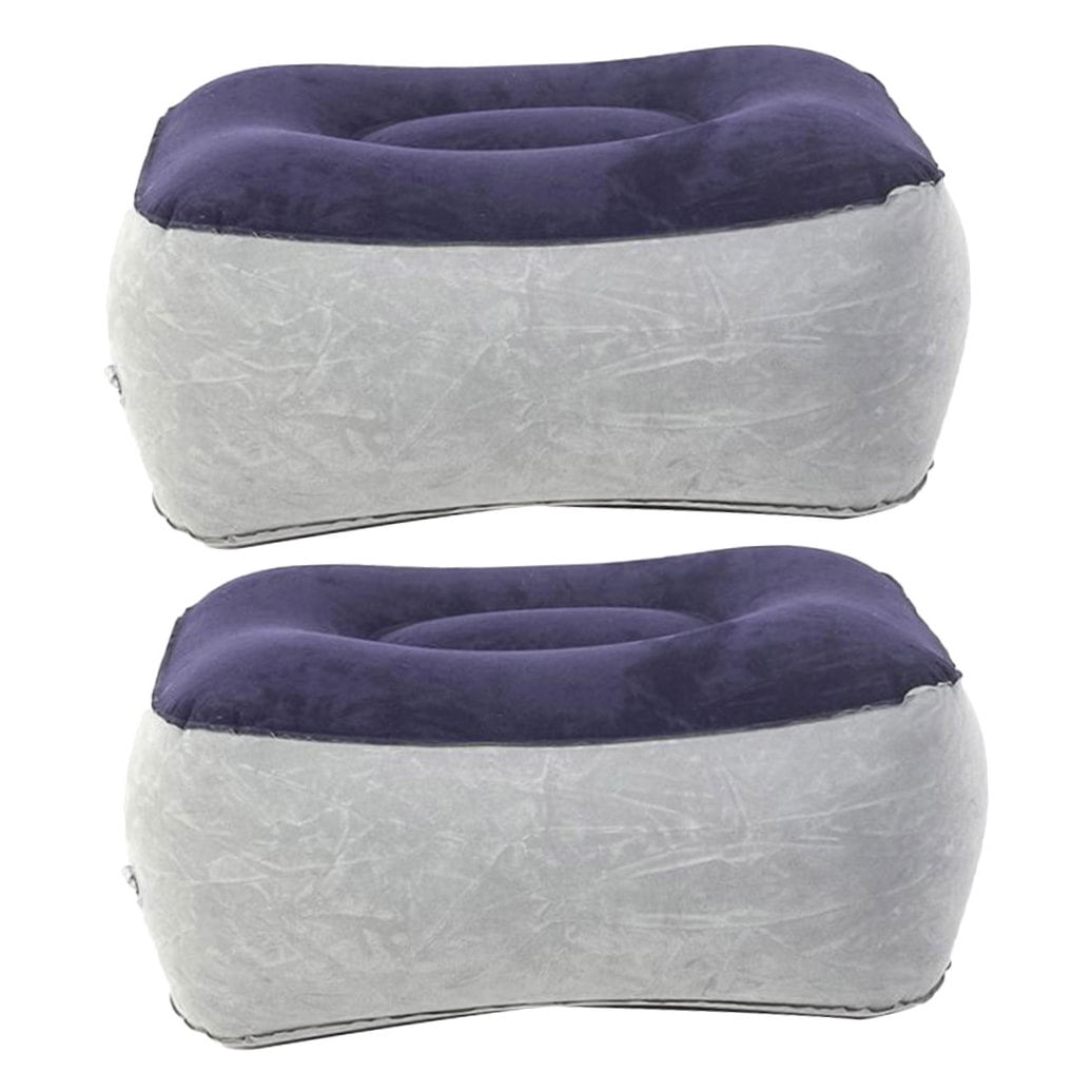 2pcs Inflatable Travel Foot Rest Adjustable Flocking Pillow Portable Soft Leg Cushion for Office Desk Car Chair Airplane